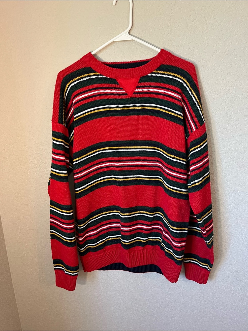 Gitano Vintage Striped Sweater Men’s Medium Red Green Black 90s Ski Preppy